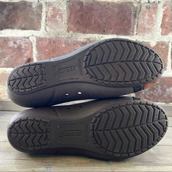 Crocs Cap Toe Tortoise Ballet Flats Brown Slip On Comfort Women's Size 7 - Picture 7 of 9